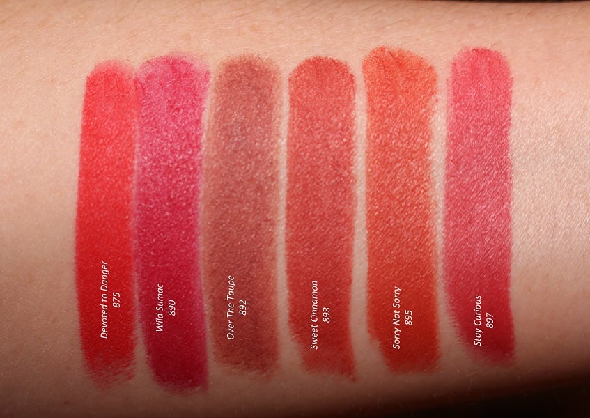 MAC Powder Kiss Velvet Blur Slim Stick Lipstick Swatches